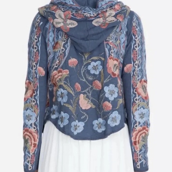 Johnny Was Blue Floral Embroidered Cardigan - Picture 2 of 2